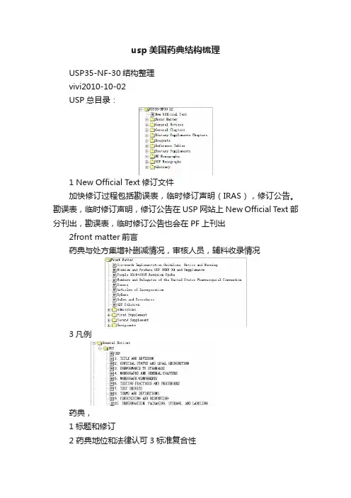 usp美国药典结构梳理