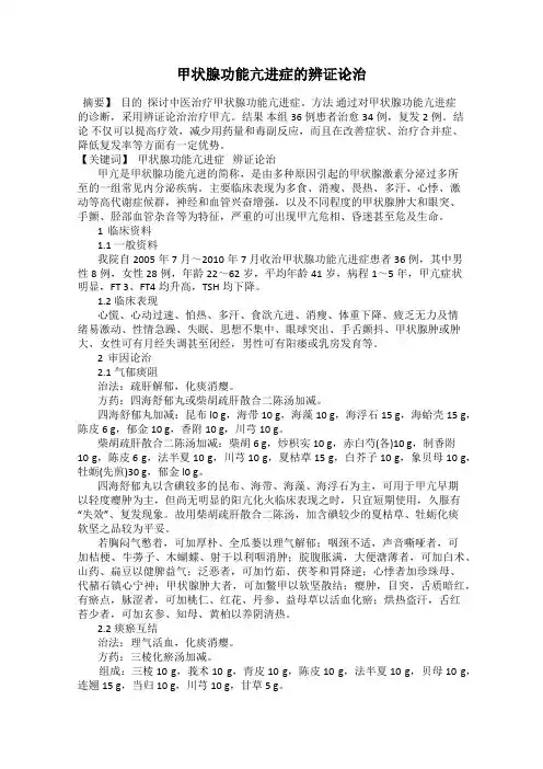 甲状腺功能亢进症的辨证论治