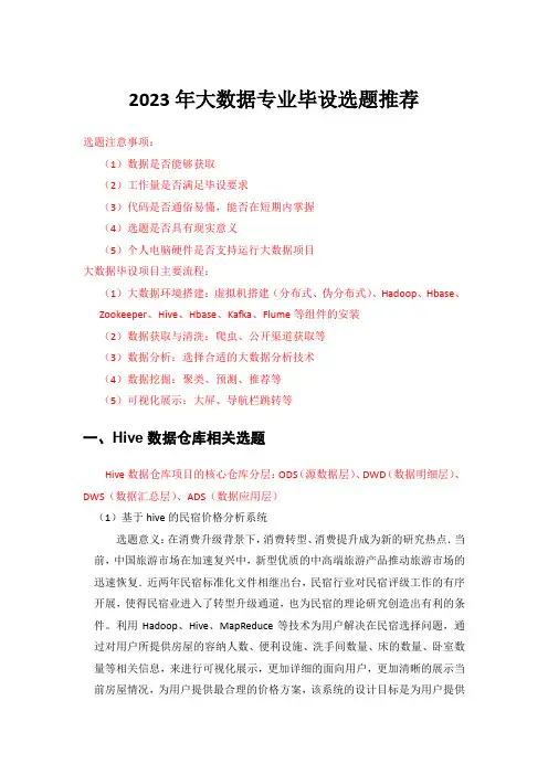 2024年大数据专业毕设选题推荐
