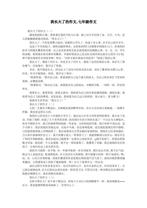 我长大了的作文_七年级作文