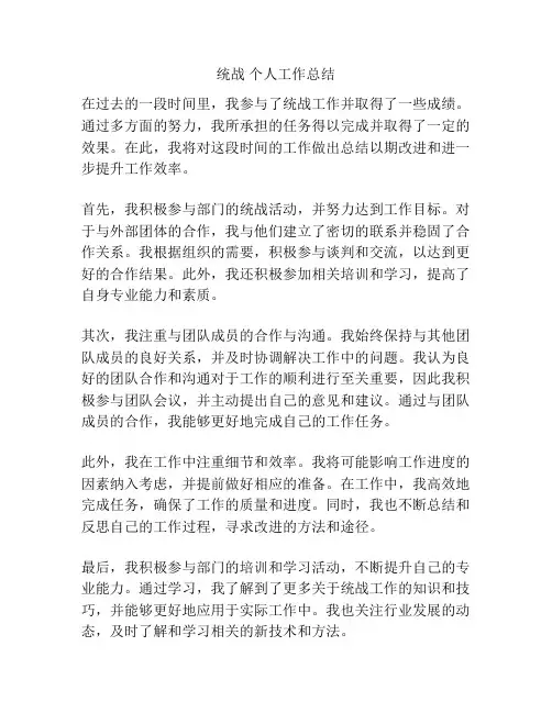 统战 个人工作总结