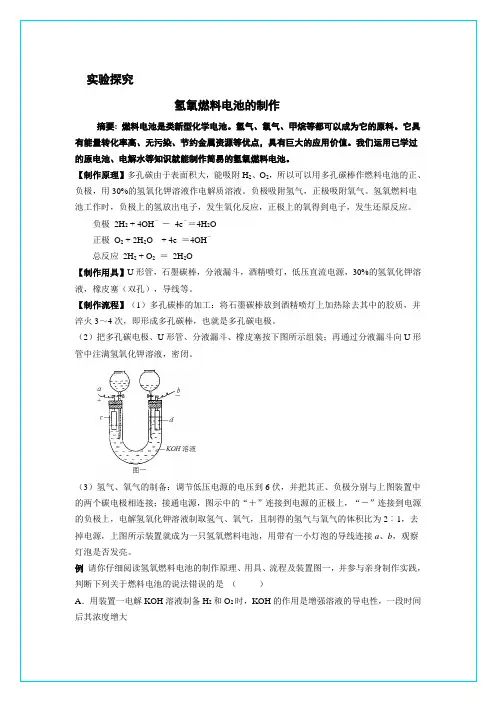 实验探究 氢氧燃料电池的制作