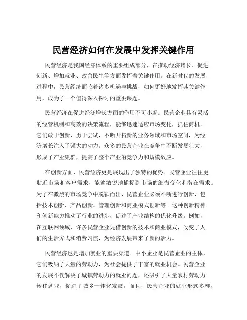 民营经济如何在发展中发挥关键作用