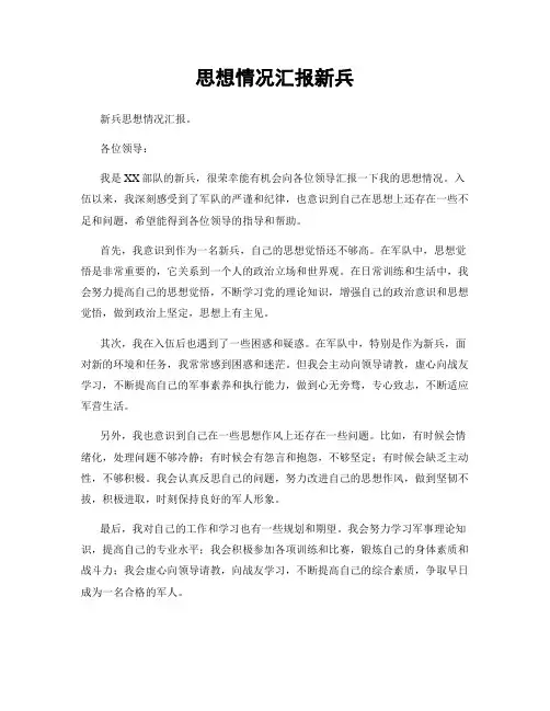 思想情况汇报新兵