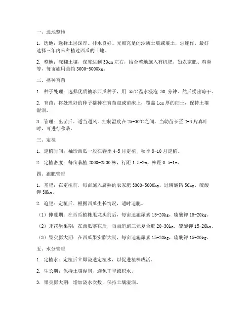 袖珍西瓜种植施肥管理技术