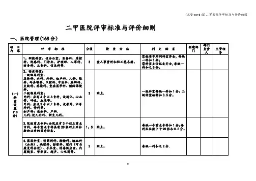 (完整word版)二甲医院评审与评价细则