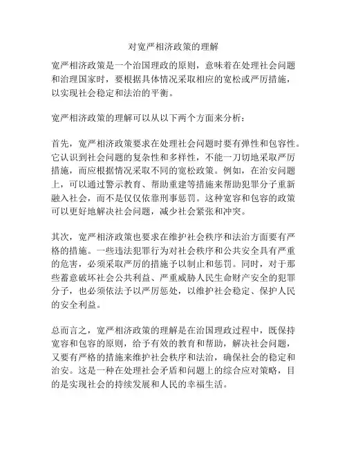 对宽严相济政策的理解
