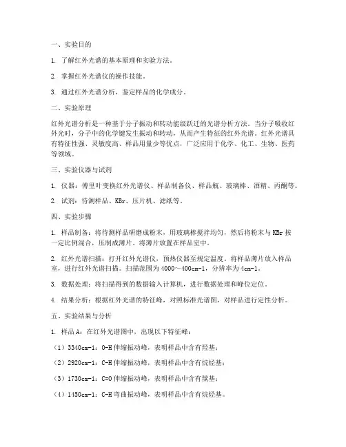 红外光谱的分析实验报告