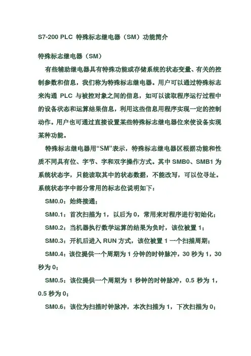 S7-200 PLC 特殊标志继电器(SM)功能简介