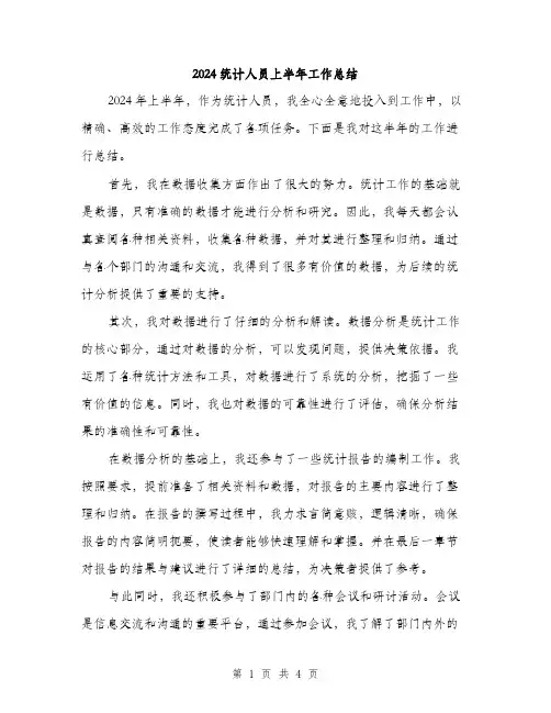 2024统计人员上半年工作总结（2篇）