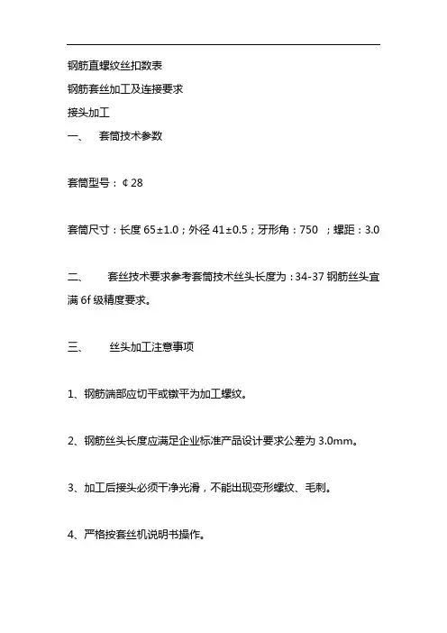 钢筋直螺纹丝扣数表