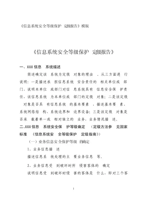信息系统定级报告