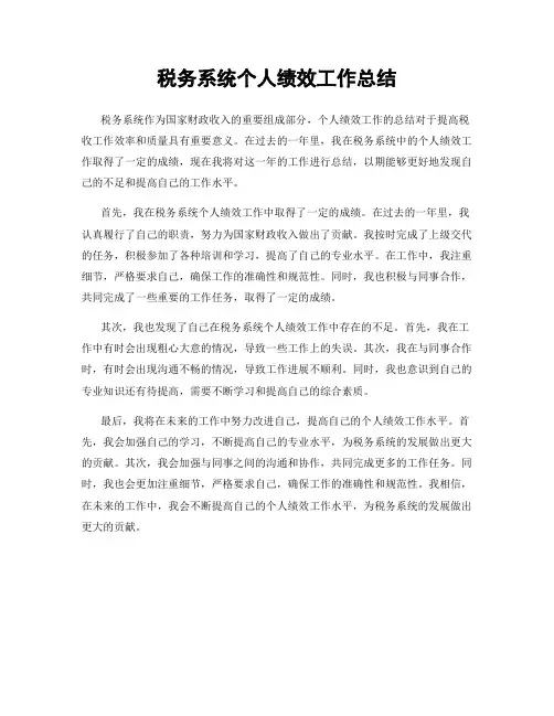 税务系统个人绩效工作总结