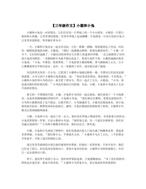 【三年级作文】小猫和小兔