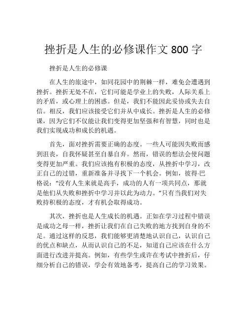 挫折是人生的必修课作文800字