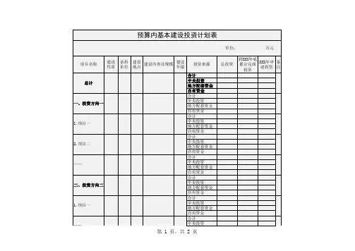 预算内基本建设投资计划表excel模版