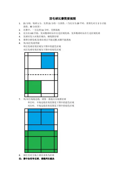 羽毛球比赛简要规则