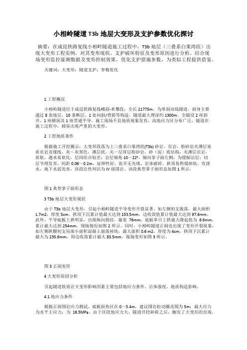 小相岭隧道T3b地层大变形及支护参数优化探讨