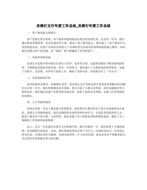 农商行支行年度工作总结_农商行年度工作总结