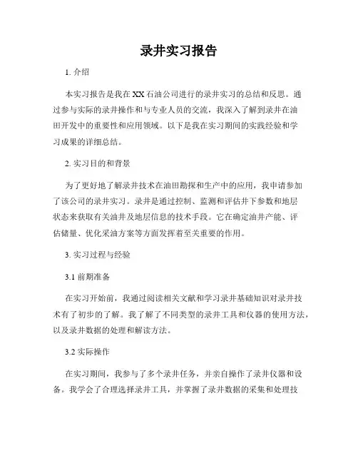 录井实习报告