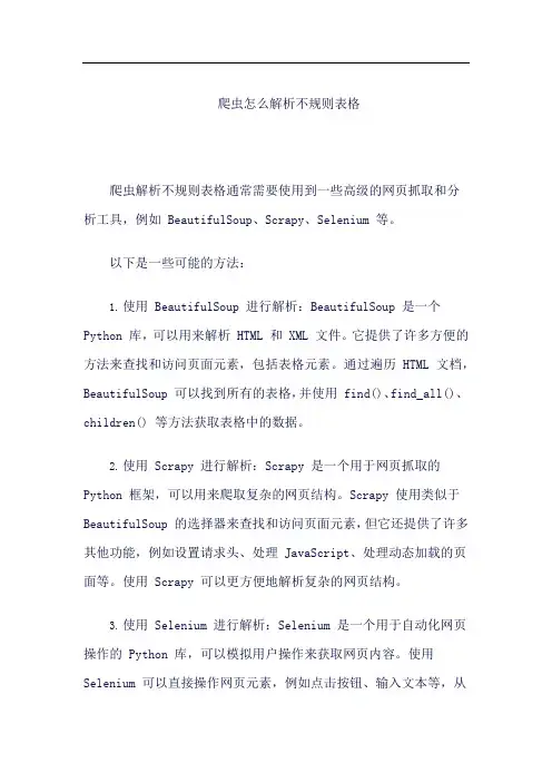 爬虫怎么解析不规则表格