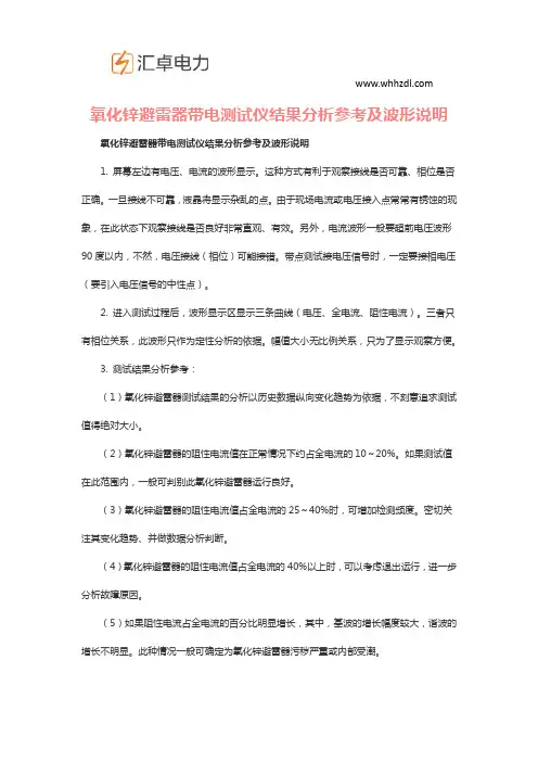 氧化锌避雷器带电测试仪结果分析参考及波形说明