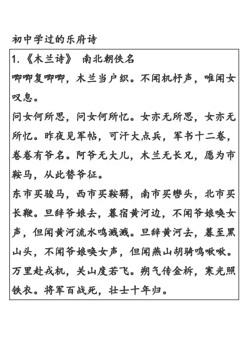 初中学过的乐府诗