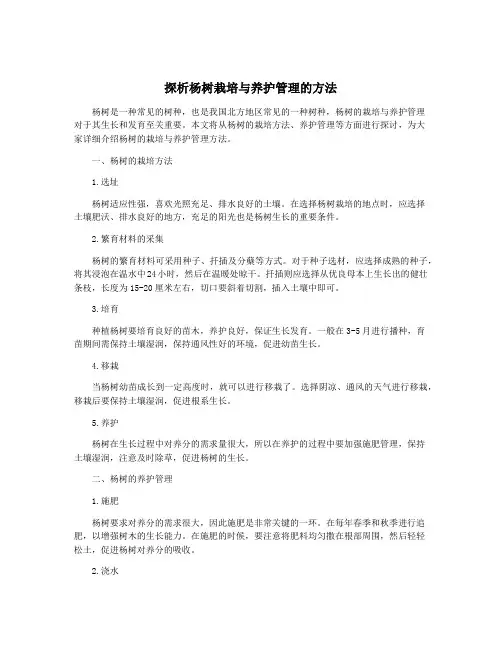 探析杨树栽培与养护管理的方法