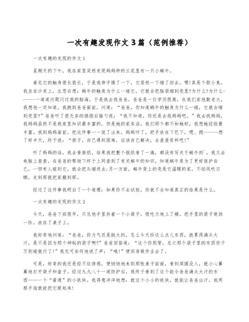 一次有趣发现作文3篇(范例推荐)