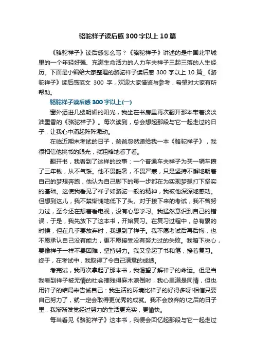 骆驼祥子读后感300字以上10篇