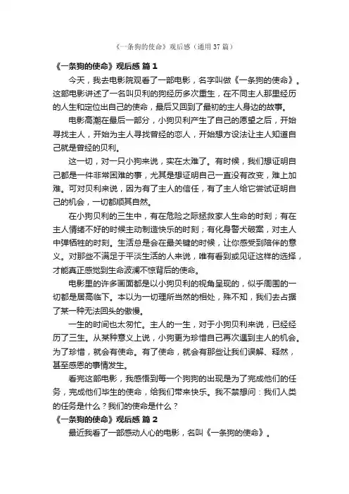 《一条狗的使命》观后感（通用37篇）