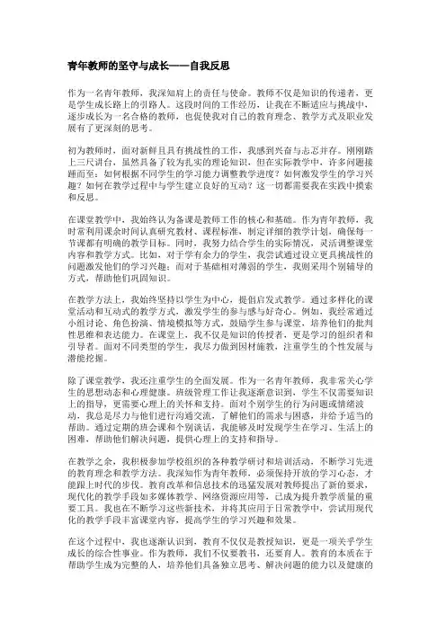 青年教师的坚守与成长——自我反思