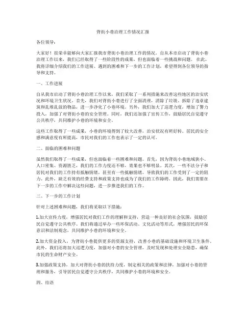 背街小巷治理工作情况汇报