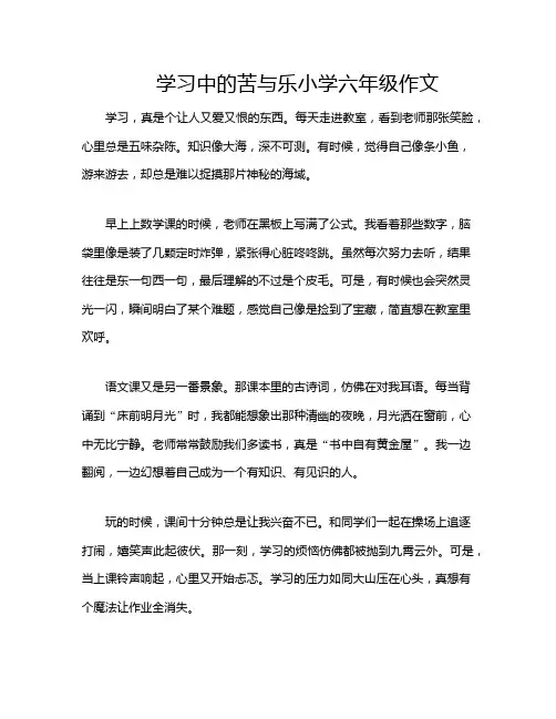 学习中的苦与乐小学六年级作文