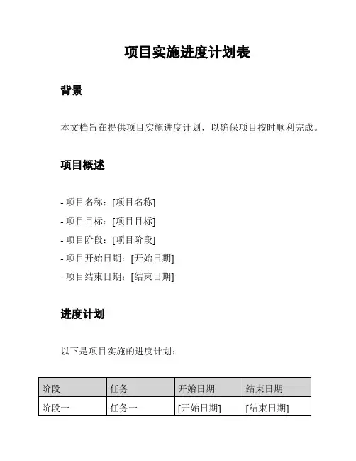 项目实施进度计划表