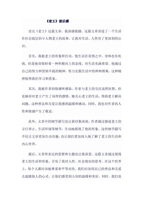 七年级语文下《老王》读后感