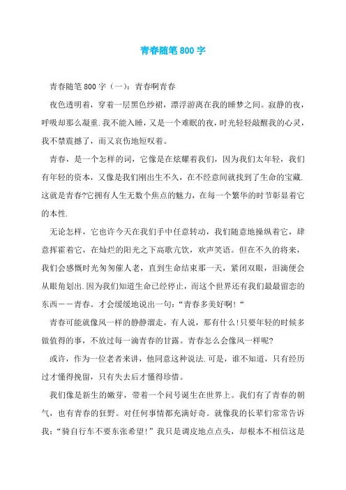 青春随笔800字