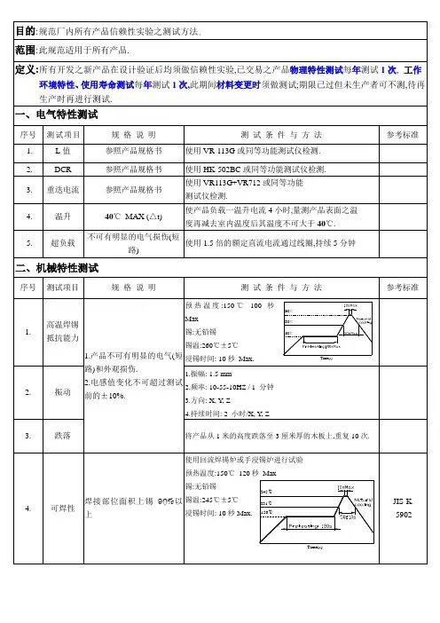 电感信赖实验作业规范