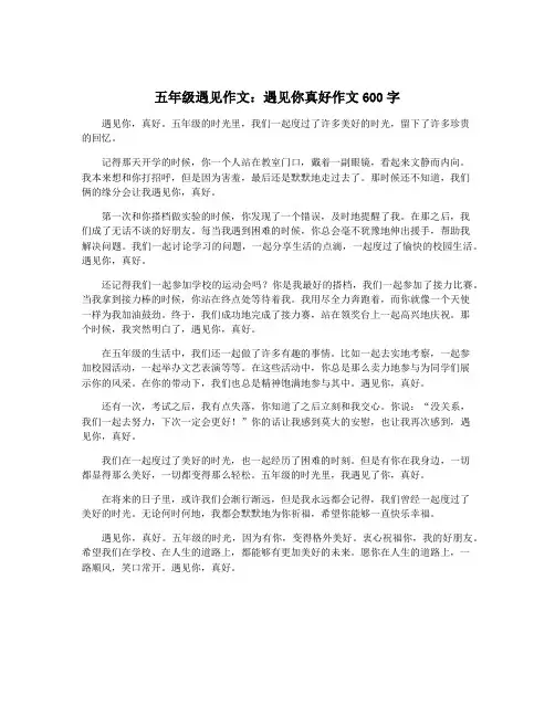 五年级遇见作文：遇见你真好作文600字