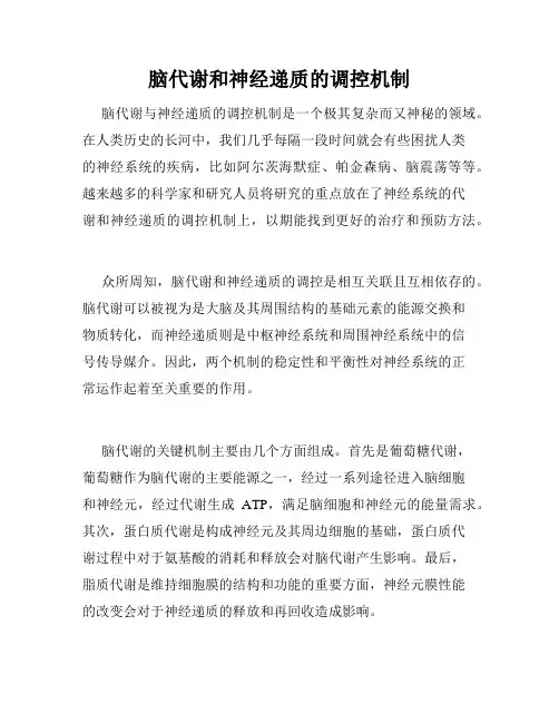 脑代谢和神经递质的调控机制