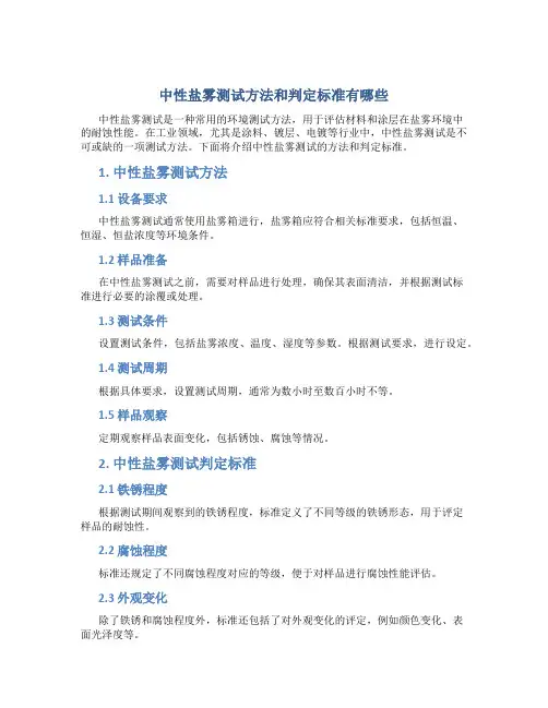 中性盐雾测试方法和判定标准有哪些