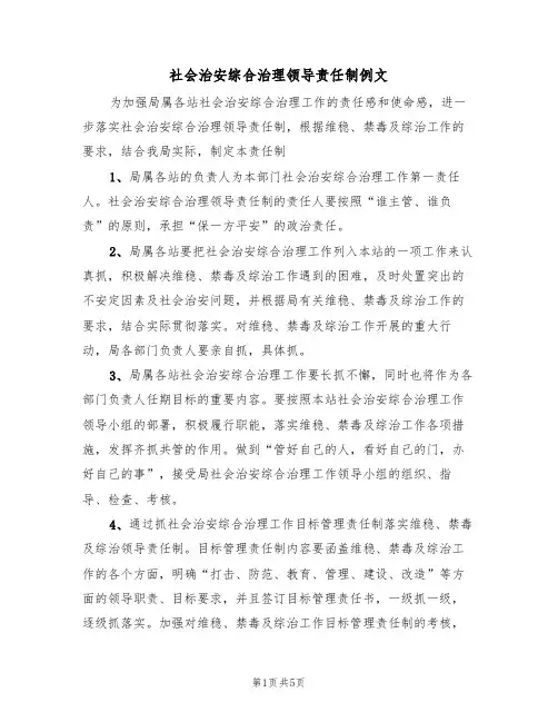 社会治安综合治理领导责任制例文(2篇)