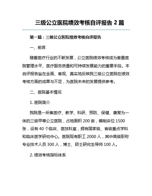 三级公立医院绩效考核自评报告2篇