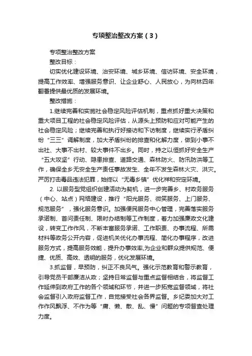 专项整治整改方案（3）