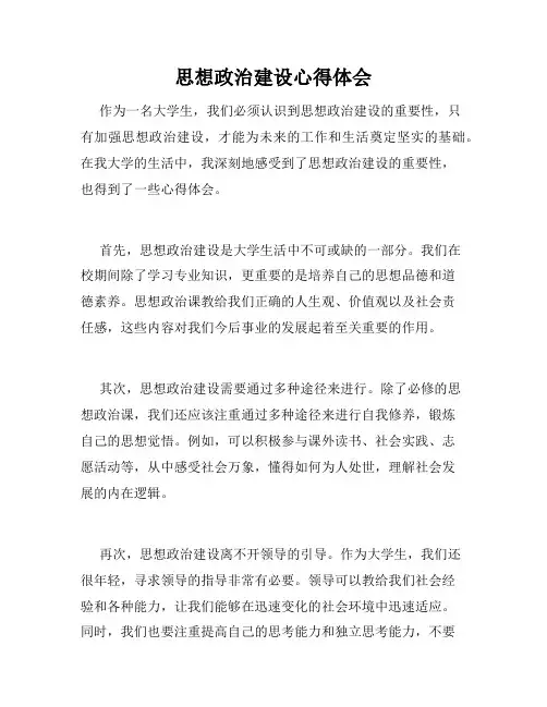思想政治建设心得体会