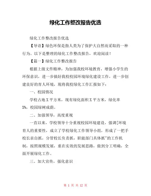 绿化工作整改报告优选