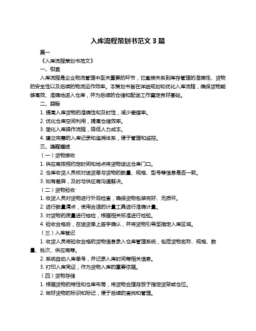 入库流程策划书范文3篇