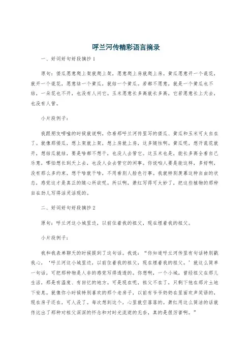 呼兰河传精彩语言摘录
