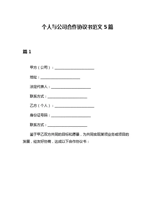 个人与公司合作协议书范文5篇