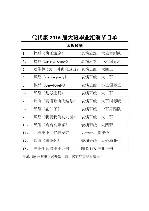 16届毕业会演节目单